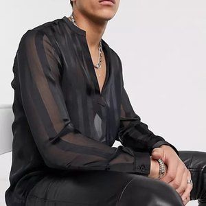 ASOS DESIGN overhead shirt in sheer stripe
